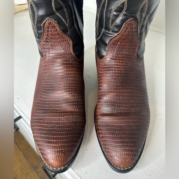 Bronco Western Cowboy Boots Women’s 9.5 Men’s 8 Brown Leather Made in USA - Picture 3 of 9